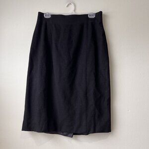 Louis Féraud‎ Black Wool & Cashgora Pencil Skirt Womens Size 12